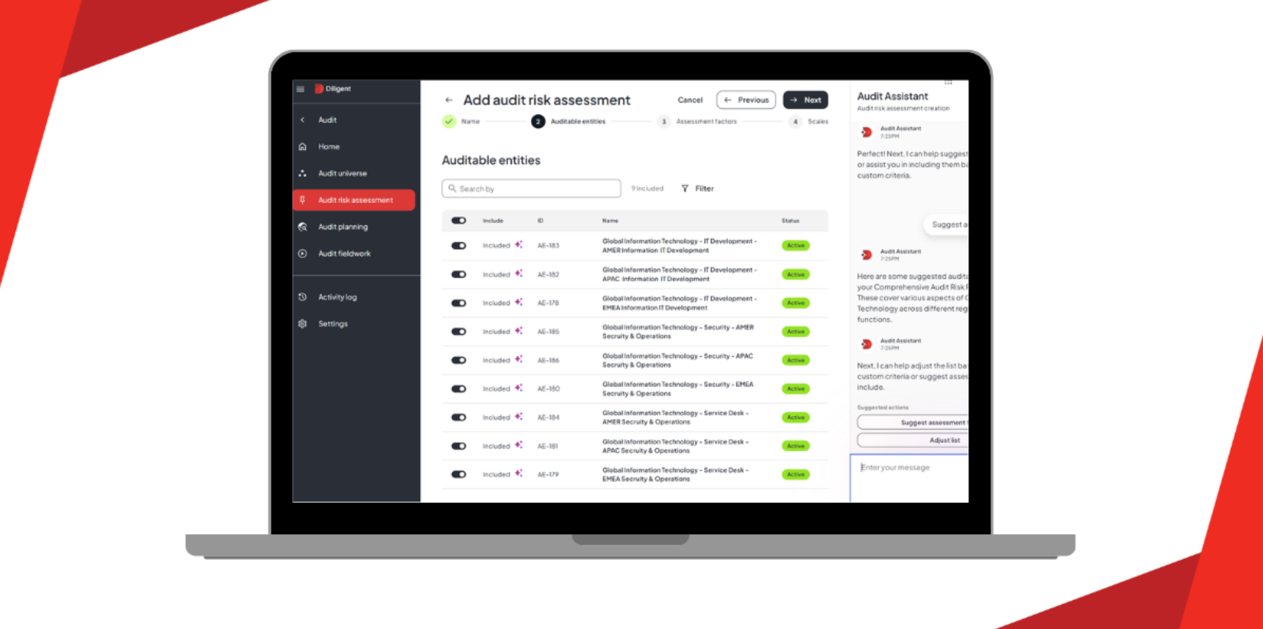 Diligent AuditAI software dashboard